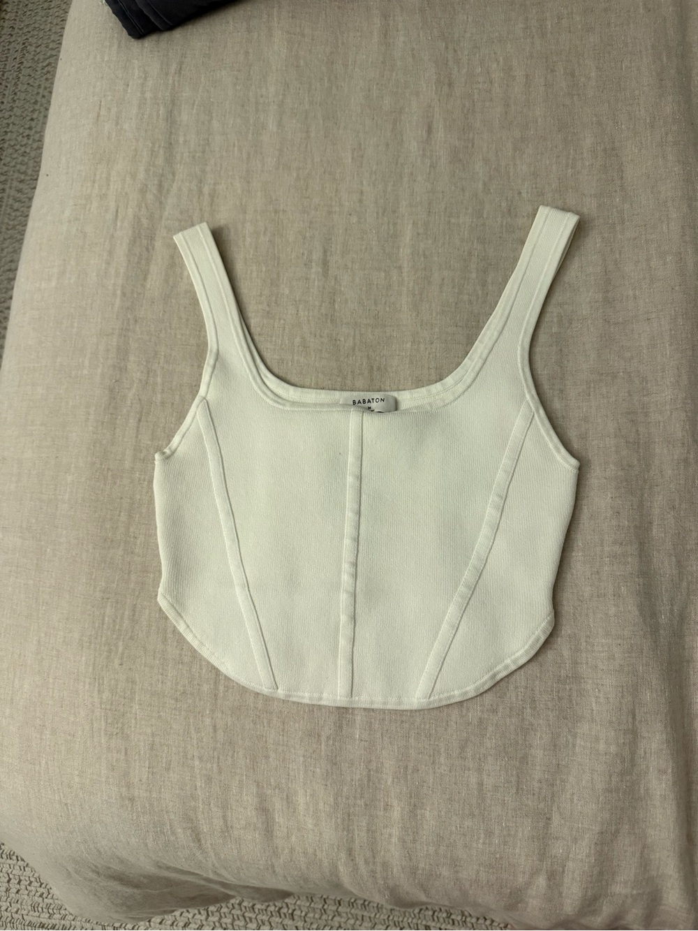 Aritzia Ivory Square-Neck Cropped Tank Top